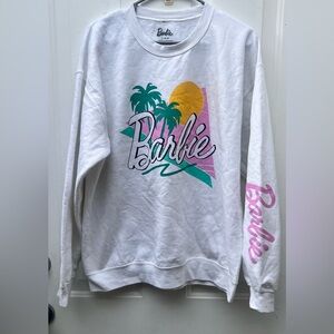 Barbie Beach Multi Pastel Warm White Soft Pull Over Sweatshirt-Womens Large